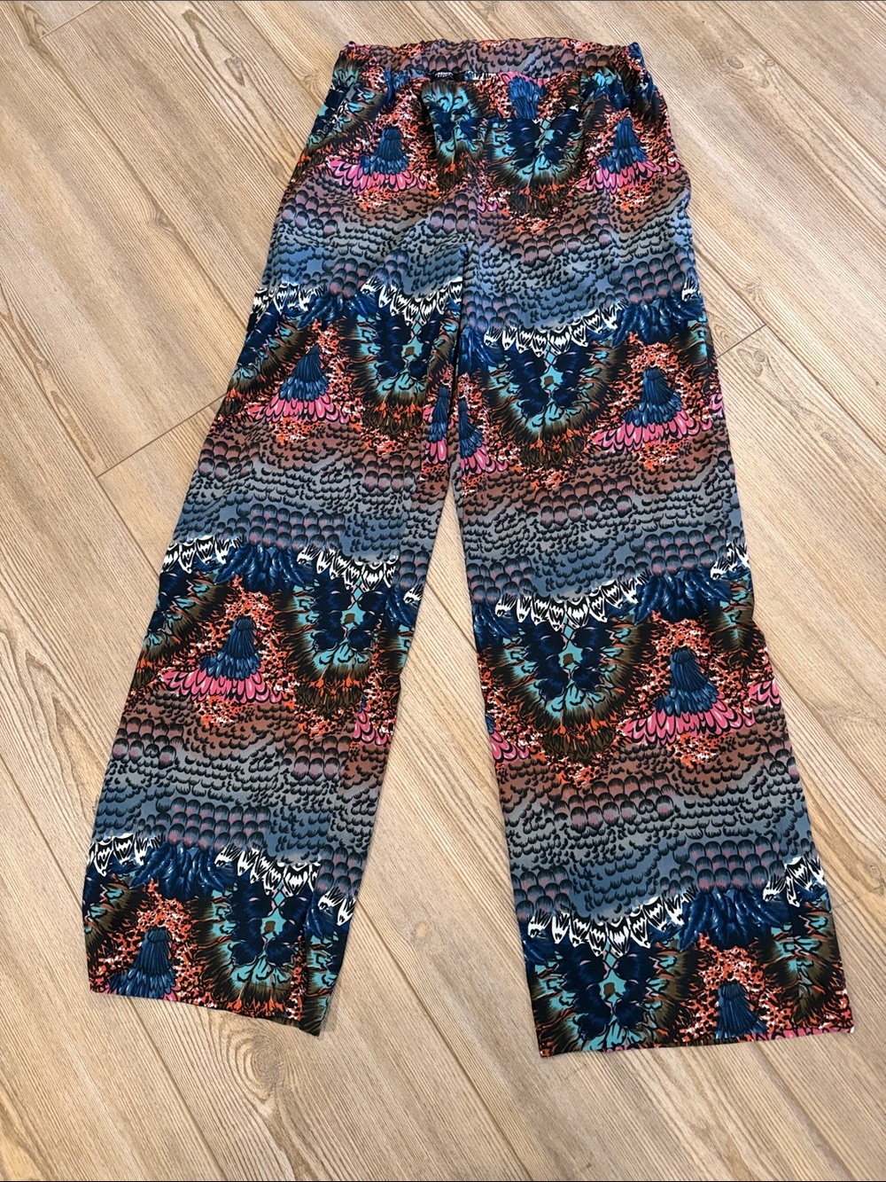 Premise Girls Navy Blue Multicolor Pattern Wide-Leg Palazzo Pants